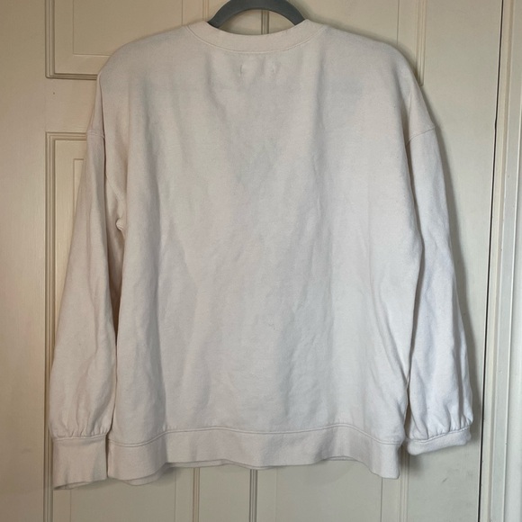 Madewell Women's Beige Cream  Henley Soft Cozy Sweatshirt Size Medium Casual - Picture 5 of 7